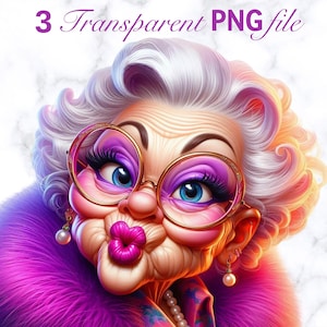 3 drôle de vieille dame décalée PNG Clip Art drôle de vieille femme décalée Clipart drôles de mamies drôles de haute qualité en téléchargement numérique original arte caricatur