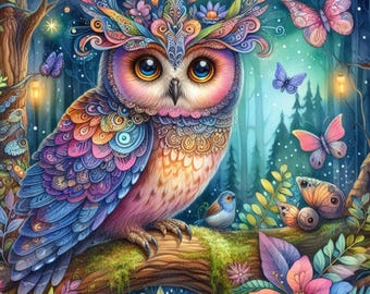 Fantasy Enchanted Forest Owl Clipart Bundle/10 Watercolour JPGs/Junk Journal/Scrapbooking/Card Making/Digital paper/Printables/Digital art