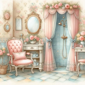 Lot de 10 cliparts shabby chic pour la douche / 10 fichiers JPG aquarelle haute résolution pour la journalisation indésirable/scrapbooking/fabrication de cartes/numérique/impression/shabbychicful