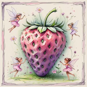 Bundle de cliparts papier numérique esthétique fraises magiques de conte de fées/12 JPG aquarelles de haute qualité/journal indésirable/scrapbooking/fabrication de cartes