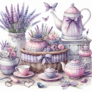 Shabby Chic Lavender Clip Art Bundle 10 Watercolour JPG Junk Journal Scrapbook paper Card Making Digital Prints Tag Creation Printables