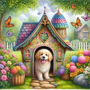 Zestaw clipartów „Fantastyczny domek dla psa”/10 wysokiej jakości akwareli JPG do dzienników śmieciowych/scrapbookingu/rękodzieła papierowego/pobierania cyfrowego/materiałów do druku