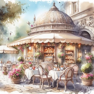Bundle de cliparts Shabby Chic Cafe en Italie / 10 haute résolution aquarelle JPG indésirable journalisation/scrapbooking/fabrication de cartes/papiers numériques/fichier imprimable