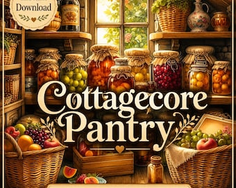 Cottagecore Pantry Printable Paper, Vintage Canning Jar Junk Journal Pages, Farmhouse Kitchen JPG