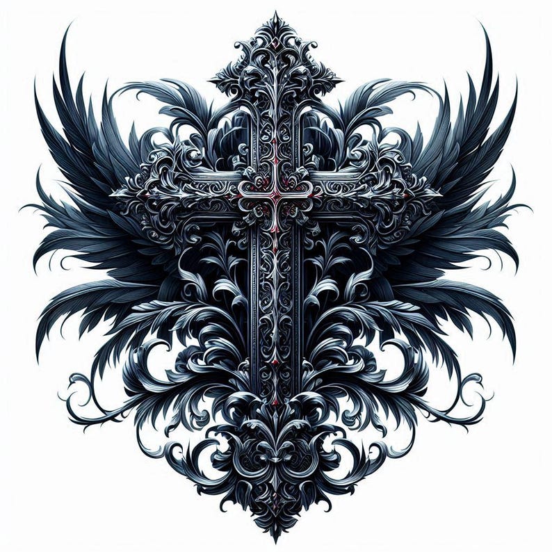 Gothic Cross BUNDLE clipart, watercolor goth clip art PNG, halloween and horror, black cross, spooky, scary, victorian, printable graphics