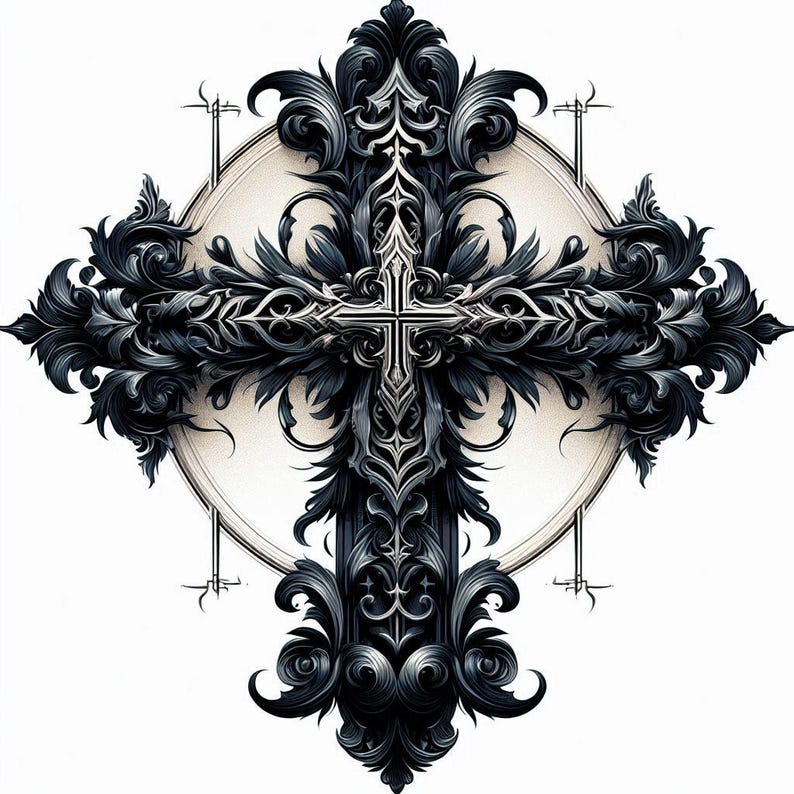 Gothic Cross BUNDLE clipart, watercolor goth clip art PNG, halloween and horror, black cross, spooky, scary, victorian, printable graphics