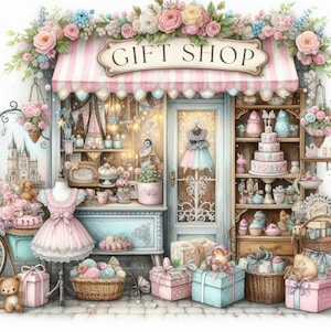 Pacote de clip art para loja de presentes Shabby Chic/11 aquarelas em JPG, diário de scrapbooking, criação de cartões, impressões digitais, imprimíveis