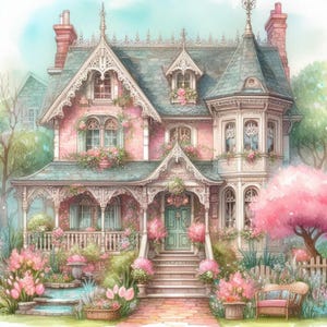 Zestaw klipartów w stylu shabby chic w stylu wiktoriańskim na wiosnę/10 wysokiej rozdzielczości akwareli JPG Junk Journaling/Scrapbooking/Tworzenie kartek/Druk cyfrowy