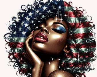 Black Girl Magic PNG, Melanin Woman Clipart, Afro Queen Illustration, Empowerment Graphic for Shirts, Stickers & Sublimation