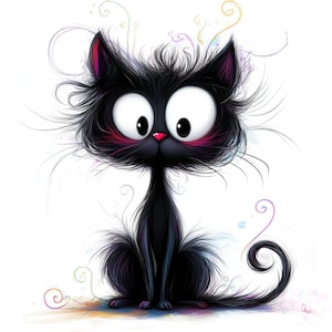 Bundle de clipart chat énervé, 10 fichiers JPG de haute qualité, chat drôle, clipart aquarelle, indésirable Journal de scrapbooking fabrication de cartes en téléchargement numérique 03