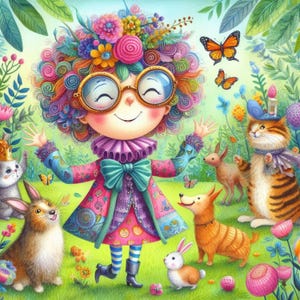 Pacchetto di illustrazioni di ragazze eccentriche, clip art/10 JPG di acquerelli di alta qualità, diario spazzatura, scrapbooking, carta per lavoretti, download digitale, stampabili