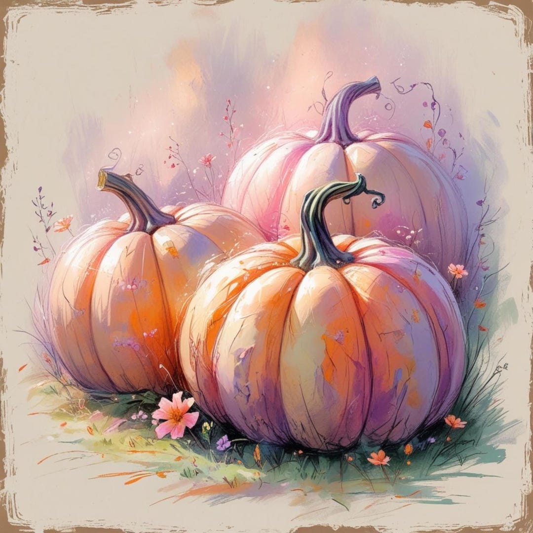 Magical Fairytale Aesthetic Pumpkins Digital Paper Clipart Bundle/12
