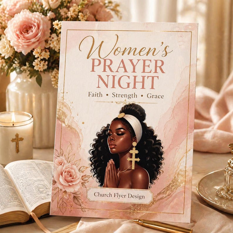 Black Girl Praying Clipart Bundle PNG – African American Faith Prayer Woman Art for Christian Planners, Journals, Devotionals & Scrapbook image 4