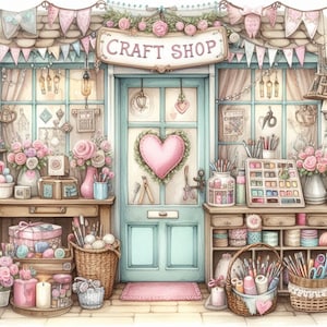 Bundle de cliparts Shabby Chic, boutique d'artisanat, 10 fichiers JPG aquarelles Journal indésirable Papier de scrapbooking Fabrication de cartes Impressions numériques Création Imprimables Papier