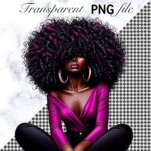 30 bellissime ragazze nere in formato PNG, ragazza nera con clipart afro, capelli grandi, afro, regina della melanina, ragazza nera, download digitale a sublimazione magica