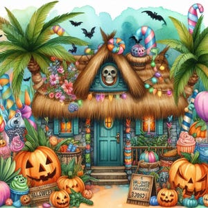 Lot de 12 trombones numériques boutique Halloween tropical/12 JPG/Journal indésirable aquarelle/scrapbooking/fabrication de cartes/impressions/téléchargement/impressions
