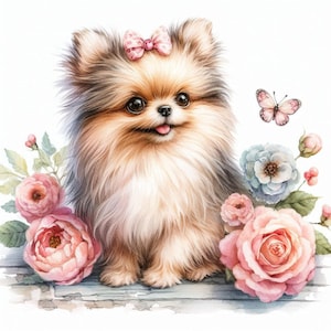 Paquete de imágenes prediseñadas Shabby Chic Chiot/10 acuarelas JPG para diario basura/álbumes de recortes/fabricación de tarjetas/archivo digital/papel de impresión/materiales imprimibles/tiendas