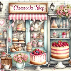 Shabby Chic Cheesecake Shop Clipart Bundle/10 acquerelli JPG Junk Journal/Scrapbooking/Creazione di biglietti/File digitale/Carta da stampa/Materiali stampabili