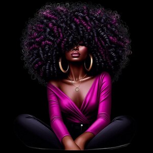 Set of Black women clipart in various hairstyles and outfits, digital PNG graphics for crafts, planners, and printable art.