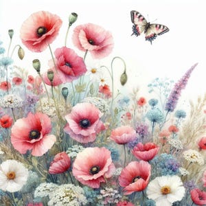 Papier numérique shabby chic chic pavot