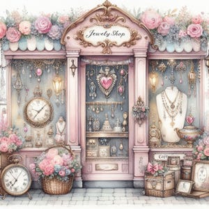 Shabby Chic Sieradenwinkel Clip Art Bundel 10 Aquarel JPG Junk Journal Scrapbook Papier Kaarten Maken Digitale Prints Creatiepagina Printables