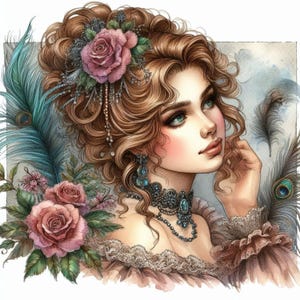 Splendide donne vittoriane, clip art, pacchetto da 10, acquerello ad alta risoluzione, JPEG, diario, scrapbooking, download digitale, artigianato di carta, creazione di biglietti