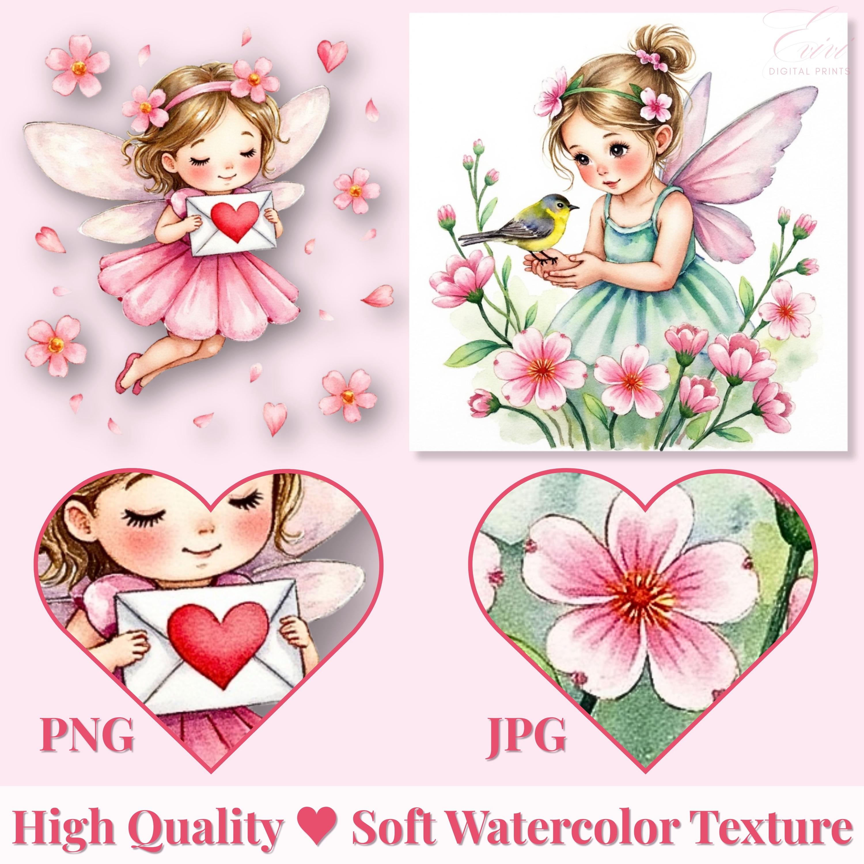 Pink Fairy Clipart Bundle, 25 PNG and 25 JPG Cute Princess Fairy ...