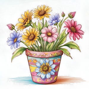 Shabby Chic Cute Flower Clipart Bundle/13 Watercolour JPGs Junk Journal/Scrapbooking/Card Making/Digital file/Printing paper/Printables 02