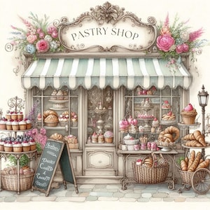 Pacchetto di clipart di pasticceria shabby chic/10 JPG acquerellati/Junk Journal/Scrapbooking/Creazione di biglietti/Download digitale/Stampe digitali/Materiali stampabili