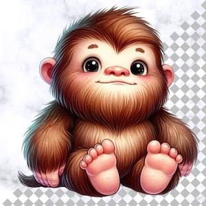Cute Bigfoot PNG Clipart Adorable Design for T-Shirts Kids Stickers & DIY Projects Sasquatch Designs for Sublimation Yeti Clip art Crafting