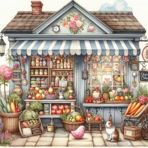 Shabby Chic Grocery Clipart Bundle/10 Watercolour JPGs for Junk Journal/Scrapbooking/Card Making/Digital Download/Digital Prints/Printables