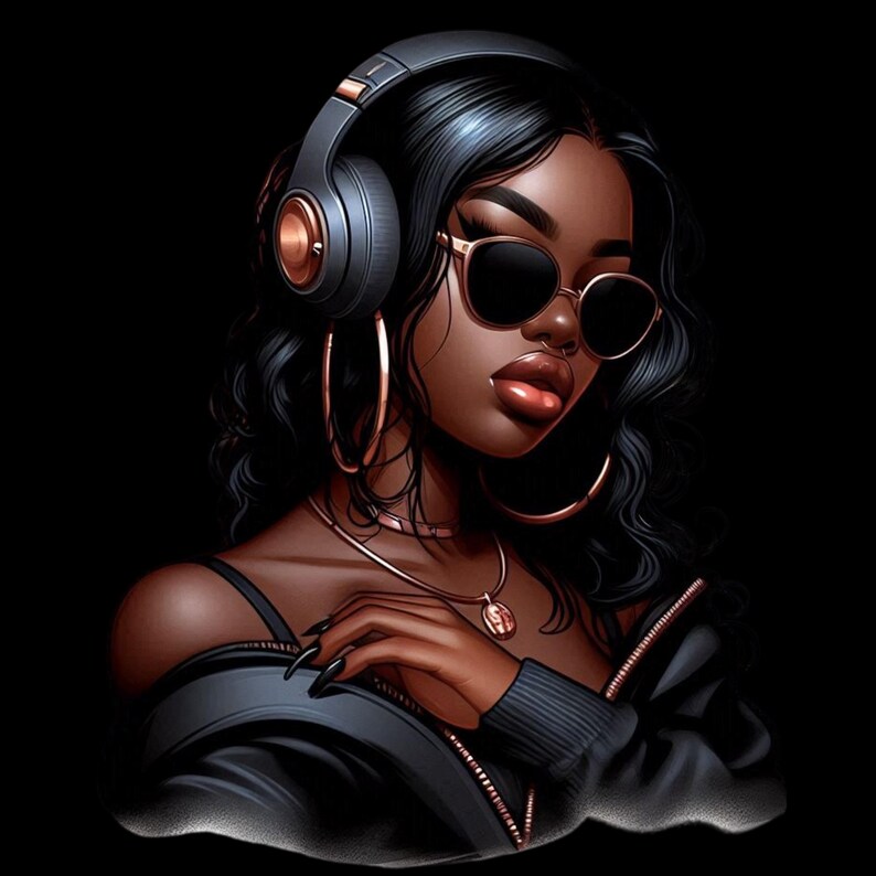 African American woman watercolor PNG illustration, ideal for sublimation, POD designs, and scrapbooking layouts.