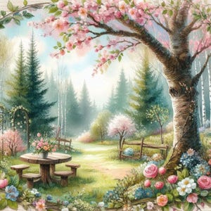 Papier numérique Shabby Chic Spring Forest Clip art Bundle/12 JPG aquarelles Junk Journal/scrapbooking/fabrication de cartes/téléchargement numérique/impressions