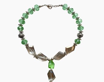 Crystal Beaded Necklace with Drop Pendant