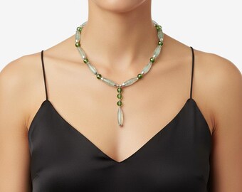 Crystal and Glass Beaded Necklace with Drop Pendant