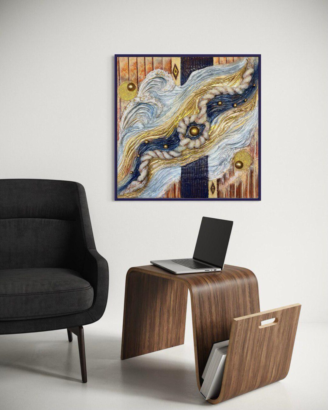 Gallery Detail: Mixed Media Textured Artwork On Wood Panel
