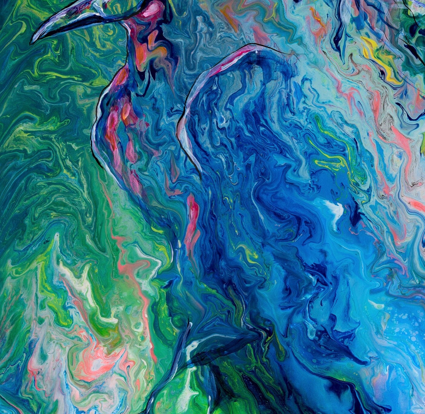 Blue Bird Acrylic Painting Watercolor Large Bird Painting - Etsy