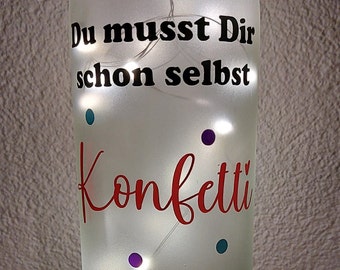 Lichtflasche / Leuchtflasche mit Spruch Geburtstag