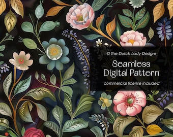 Floral Seamless Digital Pattern: Tileable Flower Fabric Design (JPEG & .PAT File)