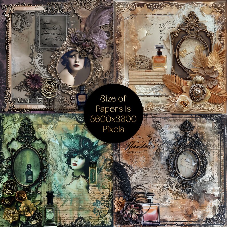 1920s Perfume Digital Paper Pack: Flapper Scrapbook Ephemera (digital ...