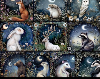 Woodland Animals Postcard Set: Magic Forest Art Prints (Digital Download)