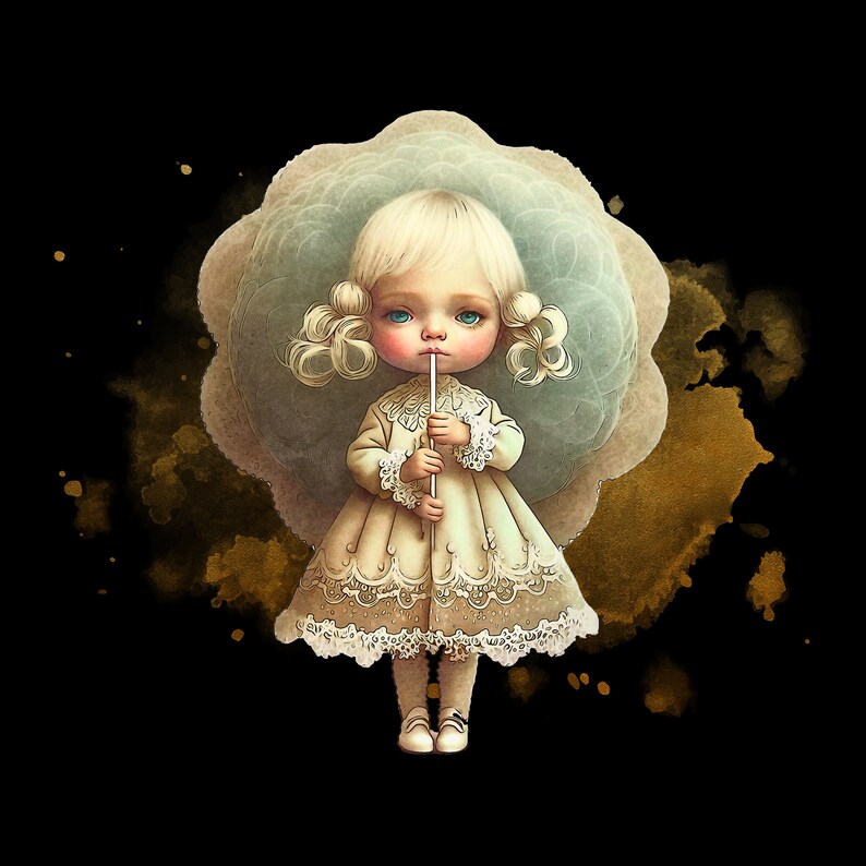 Victorian street life clipart set. Mystical and creepy images of shop fronts, children, flower arrangements, tree, lanterns. Golden watercolor decorations. 25 .PNG file digital images for your personal and commercial creative projects.