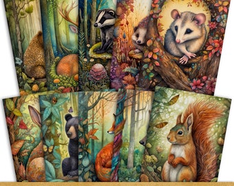 Boho Forest Animals Postcard & Poster Set (Digital Download)