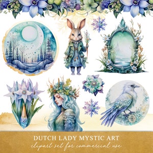Imbolc Clipart Set - Celebración del fin del invierno - Wiccan & Pagan February Spring Fest - Gráficos de acuarela - DESCARGA INSTANTE - 25 archivos PNG