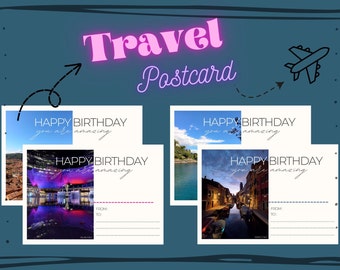 Birthday travel postcard