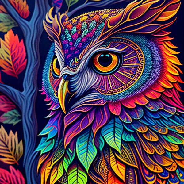 Colorful Owl Art - Etsy