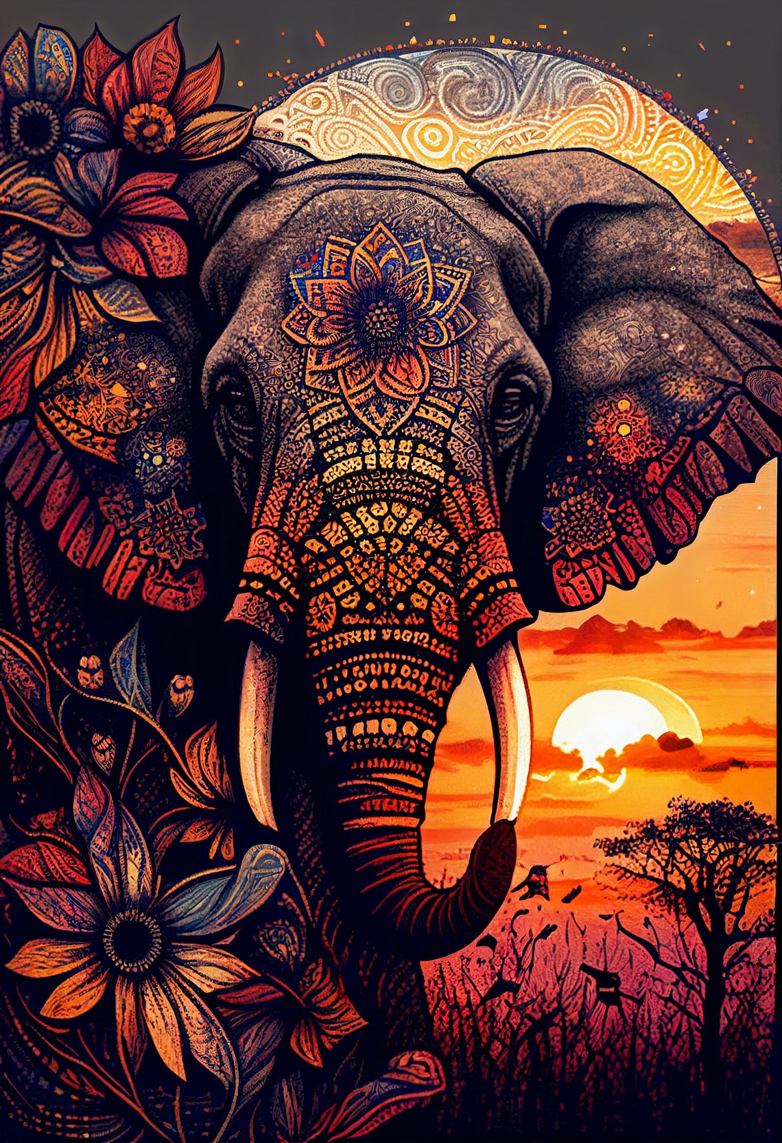 Elephant Majesty Elephant Portrait Printable Art Etsy