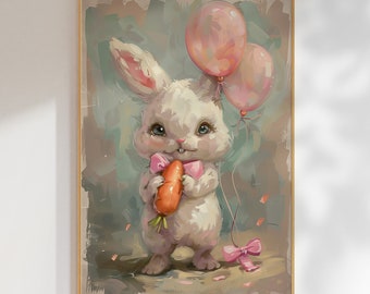Bunny Nursery Poster, Cute Animal Wall Art (Digital Download)