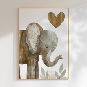 Elephant Nursery Print: Neutral Baby Animal Wall Art (Digital Download)