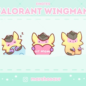 Valorant Wingman Emote Bundle | Cute Emotes for Twitch streamers, Discord, Kick & Youtube | Kawaii, Aesthetic, Gekko, Dizzy, Riot Games